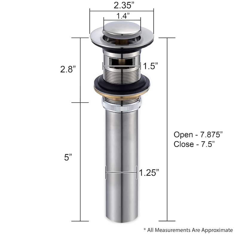 Luxier DS04-T Bathroom Sink Push Pop-Up Drain Stopper with Overflow
