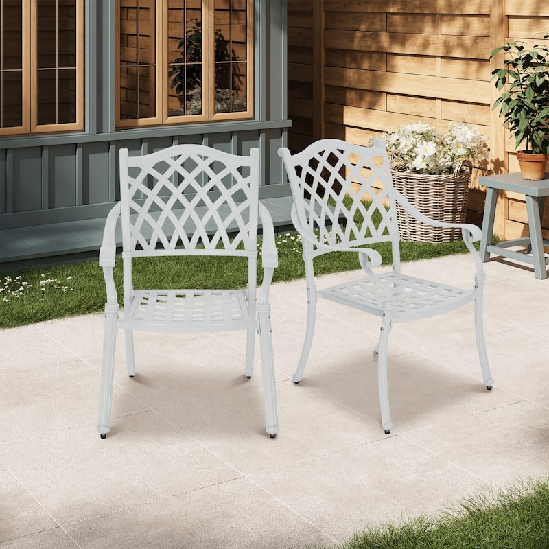 Clihome Cast Aluminum Patio Dining Chairs (Set of 2)