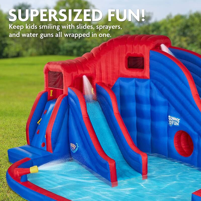 Sunny & Fun Deluxe Aventure Inflatable Water Slide Park & Blow up Pool