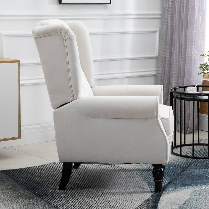 Cream White Modern 29.3" High Back Upholstered Buttons Tufted Accent Chair with High Wingback and Thick Padded Seat