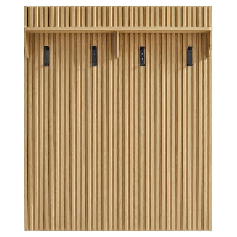 Render Fluted Coat Rack Panel With Shelf