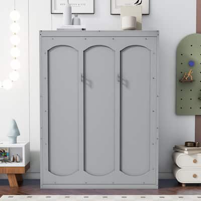 Versatile Wood Murphy Bed Foldable Wall Murphy Bed Frame with Shelves