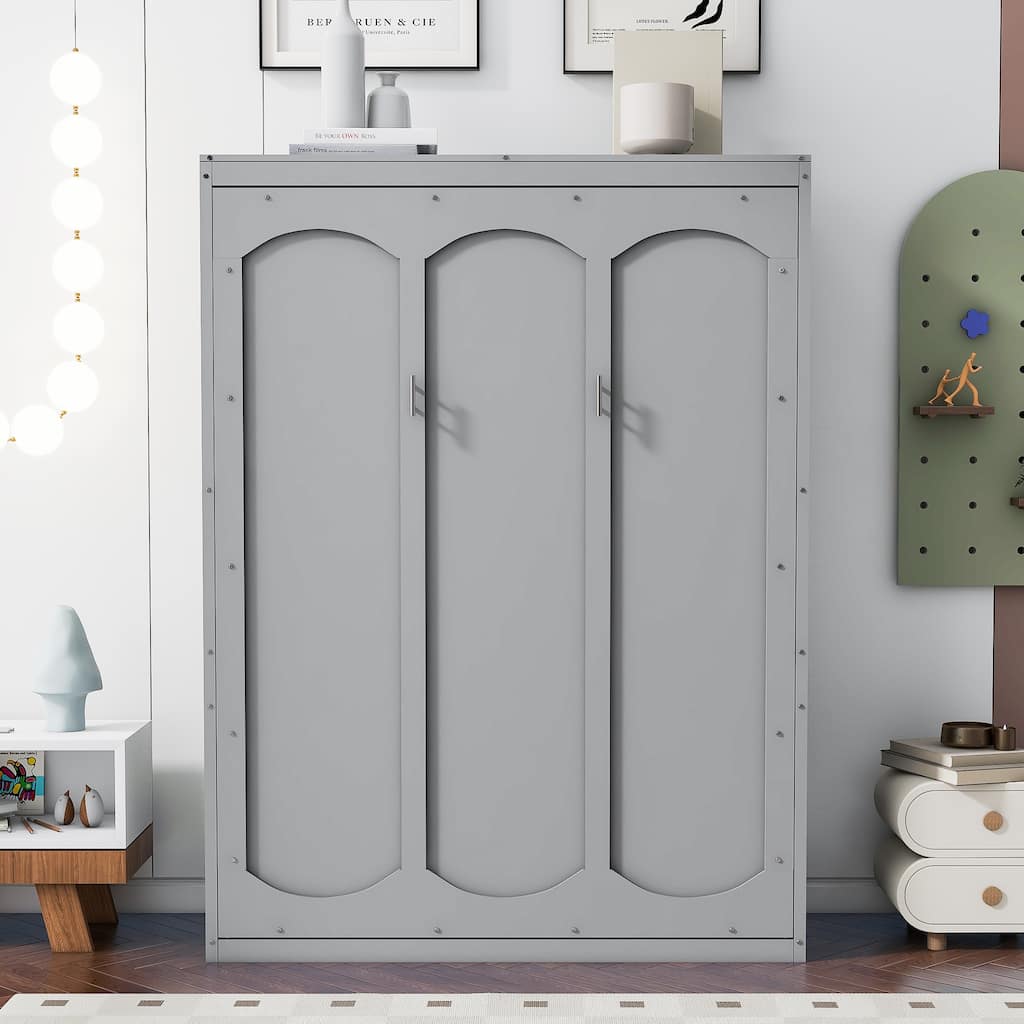 Versatile Wood Murphy Bed Foldable Wall Murphy Bed Frame with Shelves