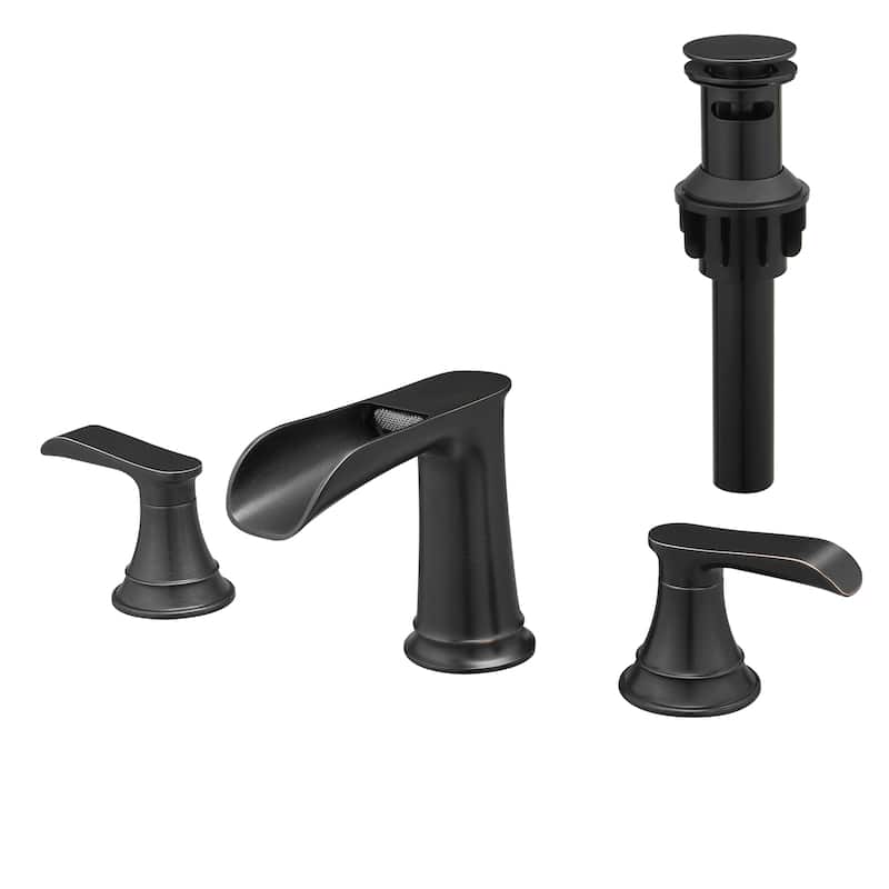 Topcraft Two Handle Waterfall Bathroom Faucet with Pop-Up Drainer - Oil-Rubbed Bronze