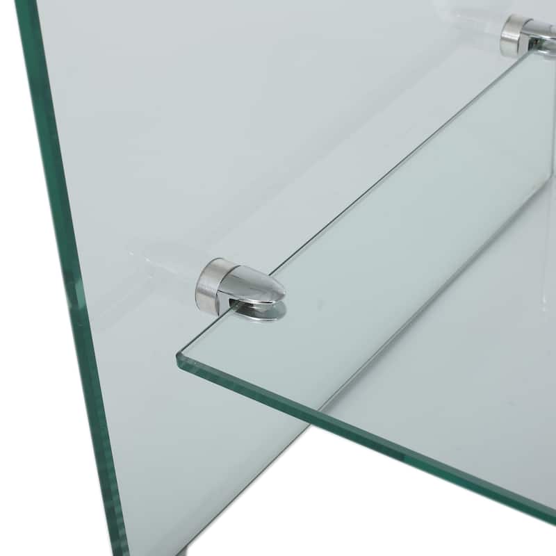 Clear 39.37" TV Stand with Open Back Design and Glass Shelf for TVs Up to 39"