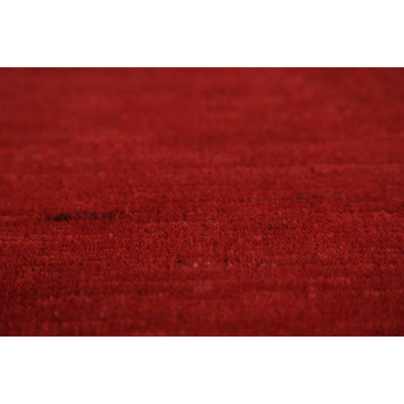 Red Gabbeh Modern Rug Handmade Wool Carpet - 3'0" x 4'10"