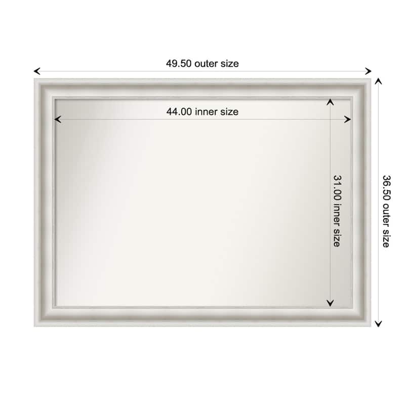 Parlor White Framed Non-Beveled Custom Wall Mirror, Bathroom Vanity Mirror - Outer Size: 49.5 x 36.5