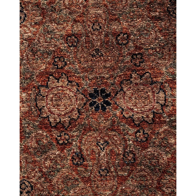 Overton Hand Knotted Wool Vintage Inspired Modern Contemporary Overdyed Brown Area Rug - 8' 3" x 11' 6"