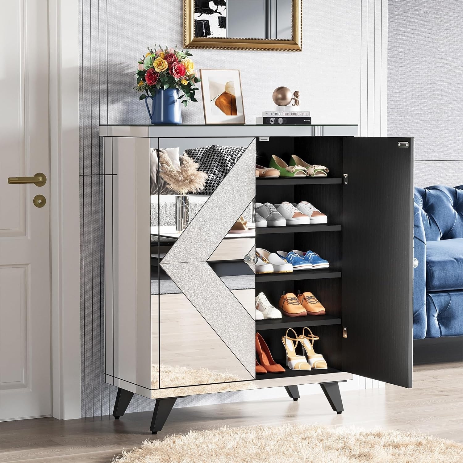 Shoe cabinet clearance with mirror door