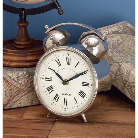 Silver Stainless Steel Traditional Clock No Theme 7 x 3 x 5