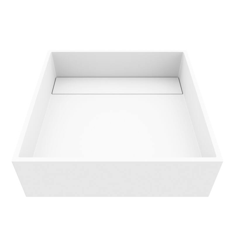 Vigo Montauk 15-1/8" Square Matte Stone Vessel Bathroom Sink