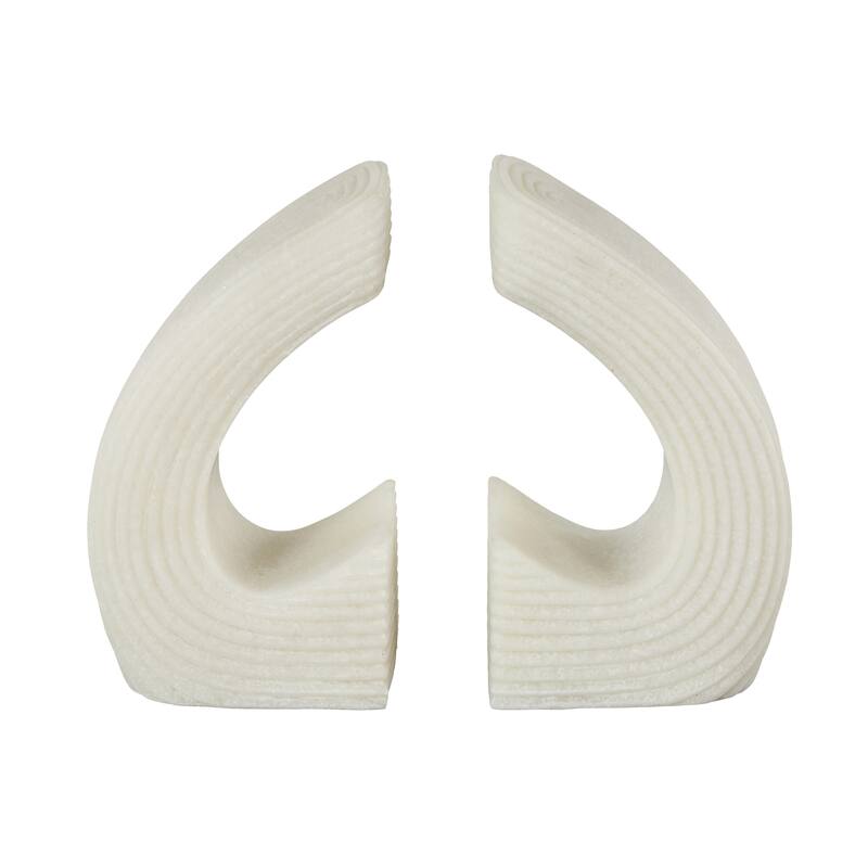 Polystone Heart Inspired Bookends with Shimmer Details - Set of 2 White - Roche River Decor