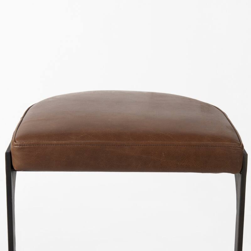 Tyson Black Genuine Leather with Dark Gray Metal Frame Counter Stool