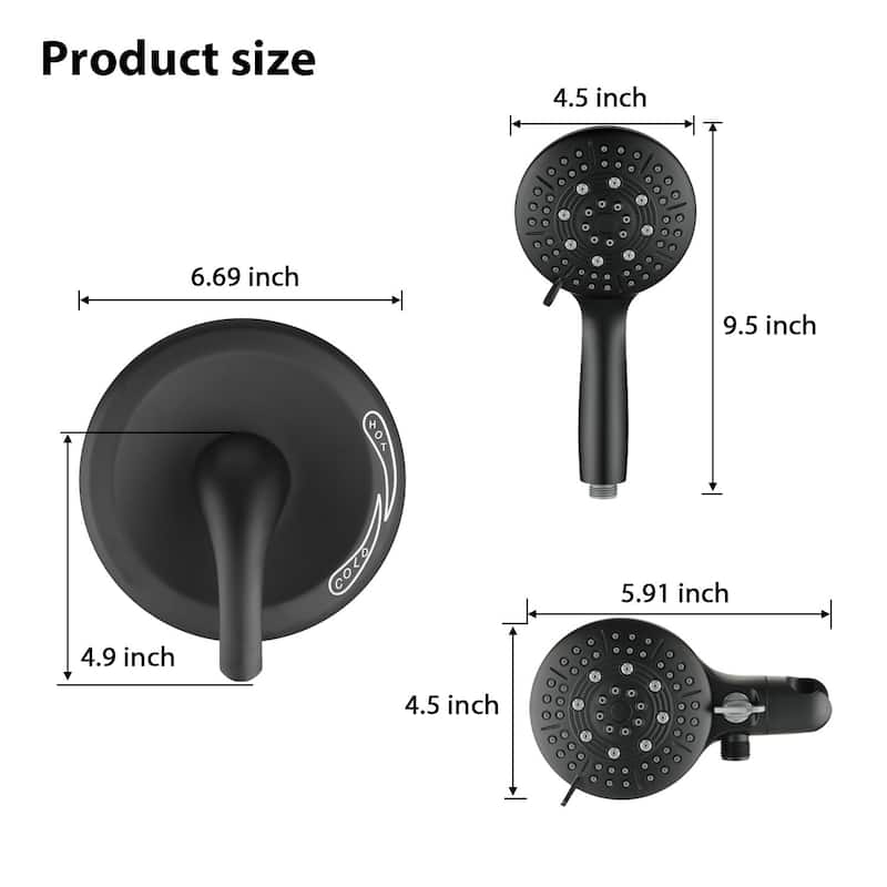 Rainfall Shower Head and Handheld Shower Faucet with Brass Valve Rough-In