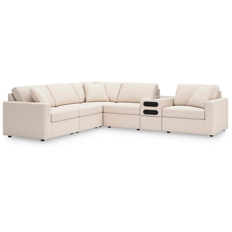 Signature Design by Ashley Modmax Beige 6-Piece Sectional with Audio Console - 107"W x 124"D x 36"H - 107"W x 124"D x 36"H - Beige - Reversible