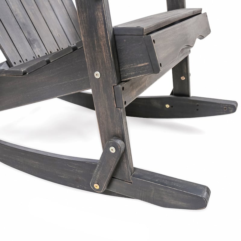 Dark Grey Wood Adirondack Outdoor Rocking Chair