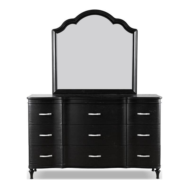 Furniture of America Seabliss Glam 4-Piece Black Solid Wood Panel Bedroom Set