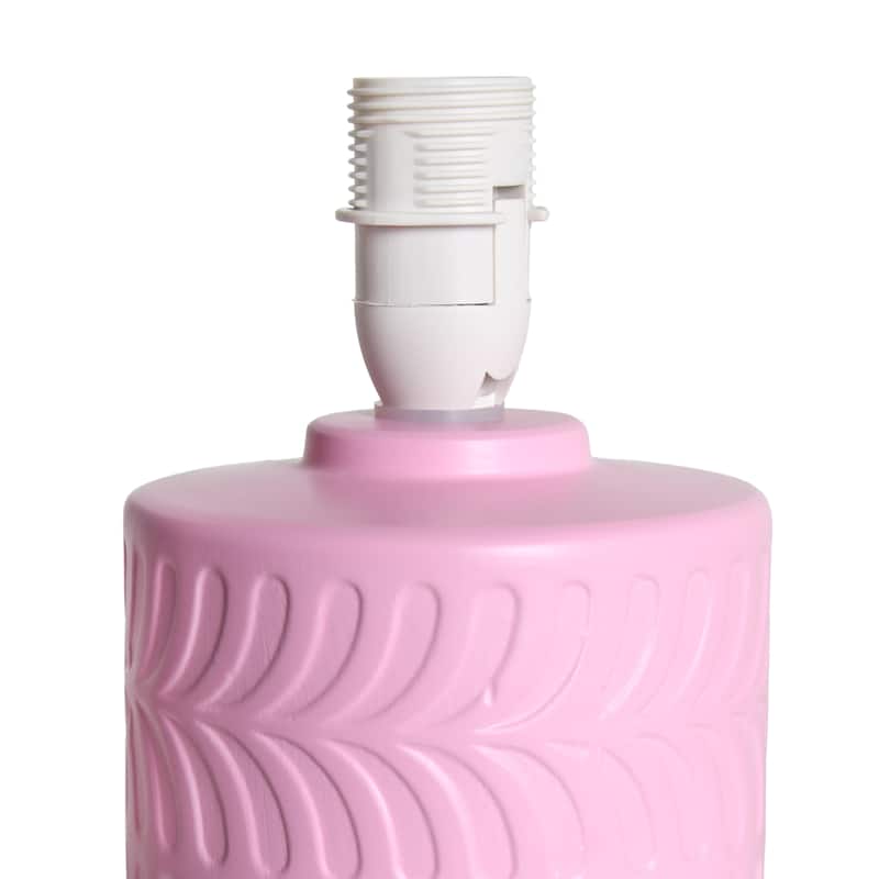 Modern Textured Ceramic Table Lamp with Fabric Drum Shade Compact Accent Lighting Multiple Colors
