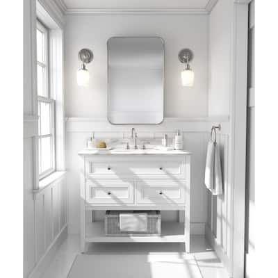 Frame My Mirror Nickel Rounded Corner Mirror, Highland Design - 24" x 36"