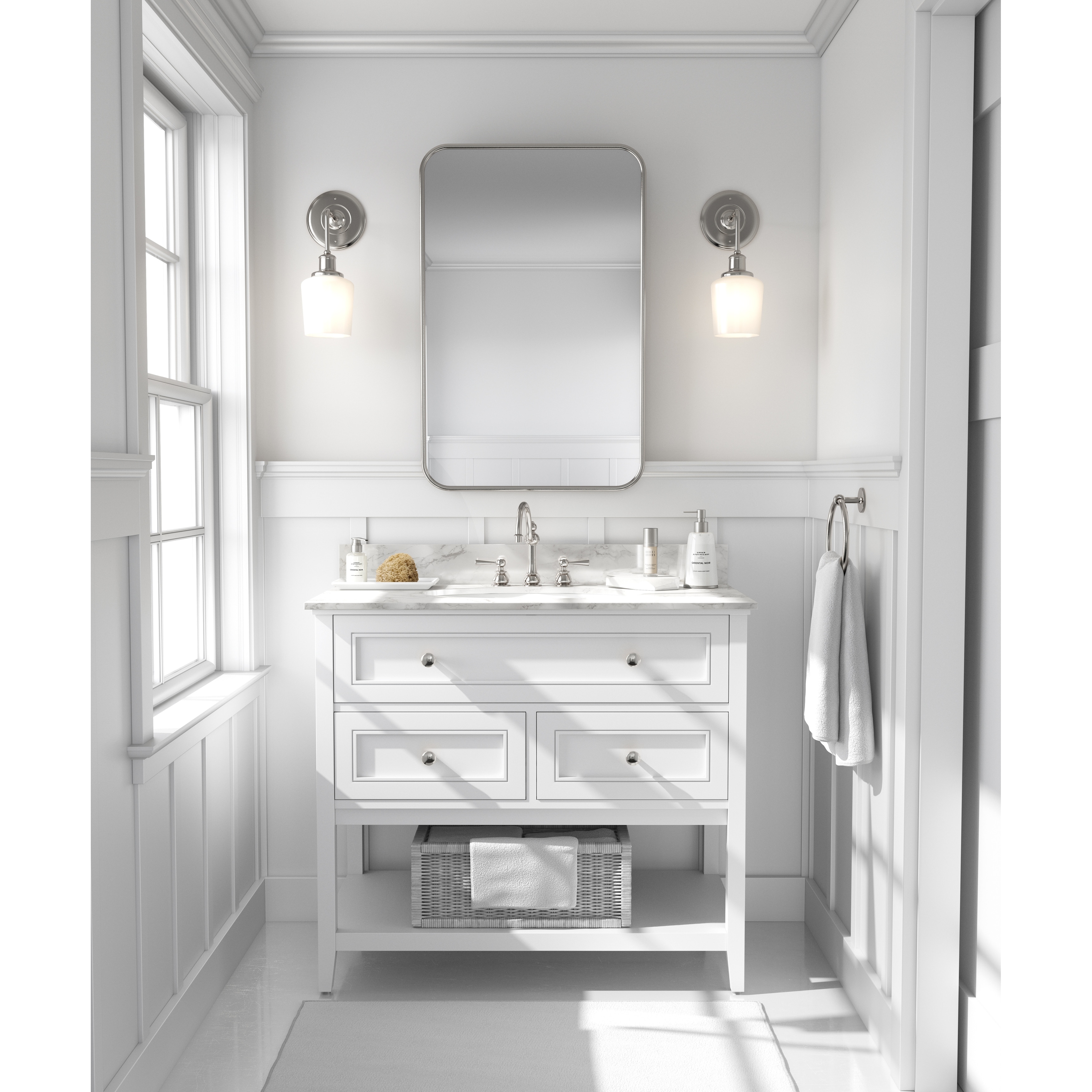 Frame My Mirror Nickel Rounded Corner Mirror, Highland Design - 24" x 36"