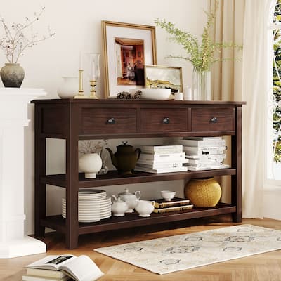 Console Table with Two Open Shelves