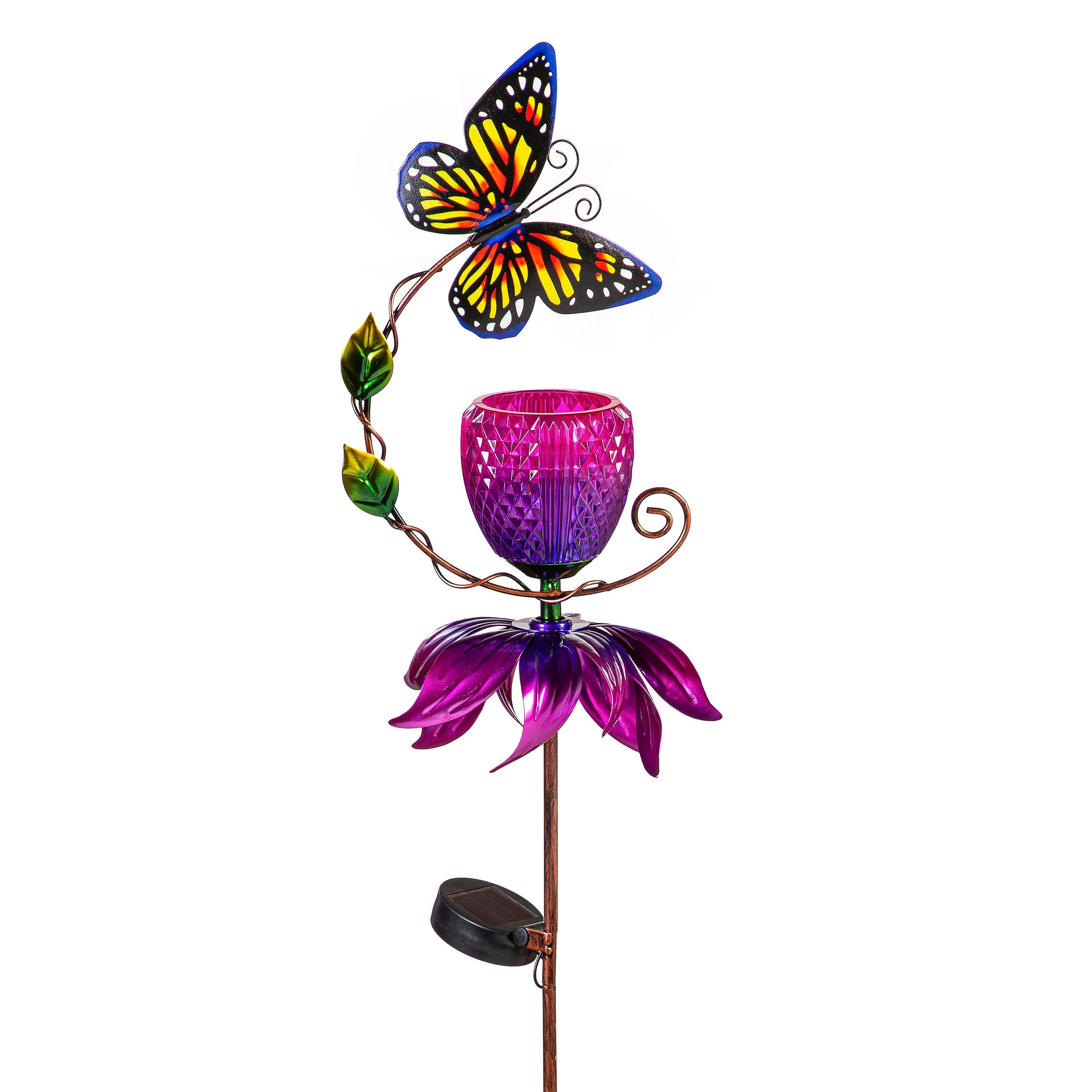42 in. Fluttering Animal Metal Solar Garden Stake