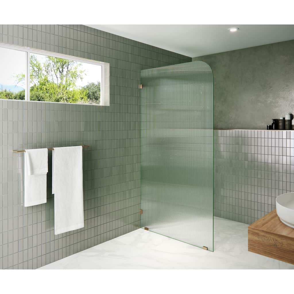 Glass Warehouse 40" x 78" Frameless Shower Door - Single Fixed Panel Fluted Frosted Radius