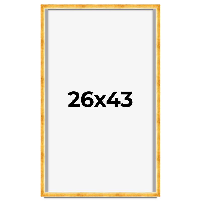 26x43 Shadow Box Frame Gold | 1.625 Inches Deep Real Wood Traditional
