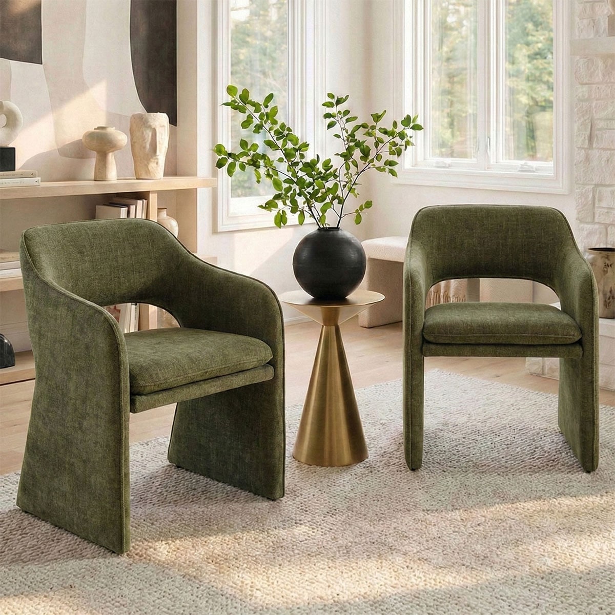 19" Seat Height Upholstered Dining Armchair (Set of 2)