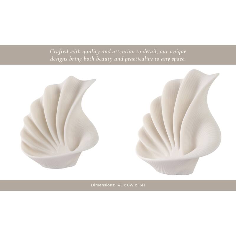 Resin Sculpture Modern Fan-Shaped Abstract Design - 16" White - 14" x 8" x 16"