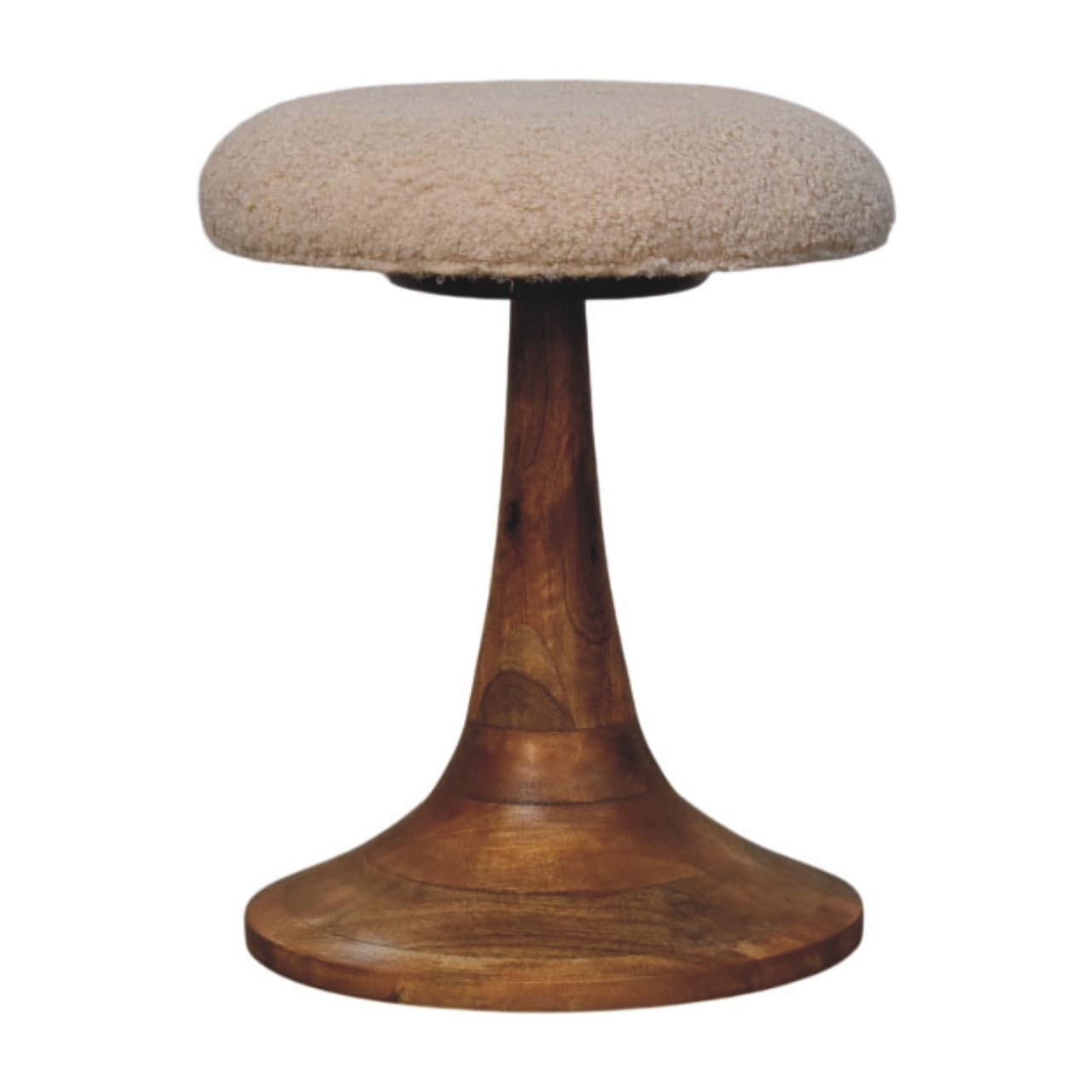 Artisan Furniture Solid Wood Boucle Teak Accent Stool ,Brown