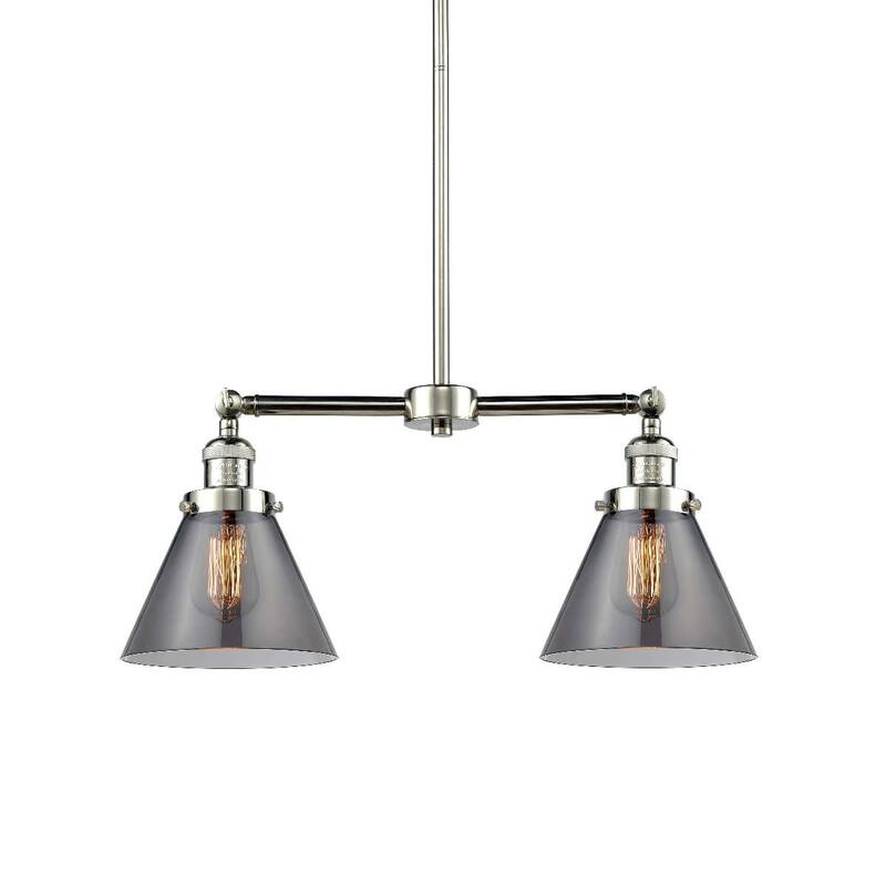 Innovations Lighting X-Large Cone 2 Light 21" Wide Linear Chandelier - Polished Nickel / Smoked