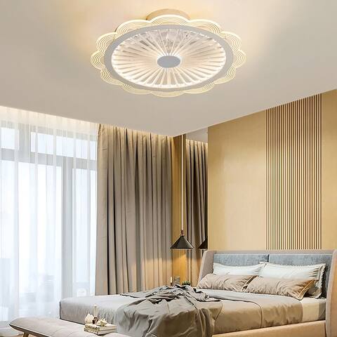 19.7'' Flower Shape LED Ceiling Fan Light Dimmable with Remote - 19.7 Inches