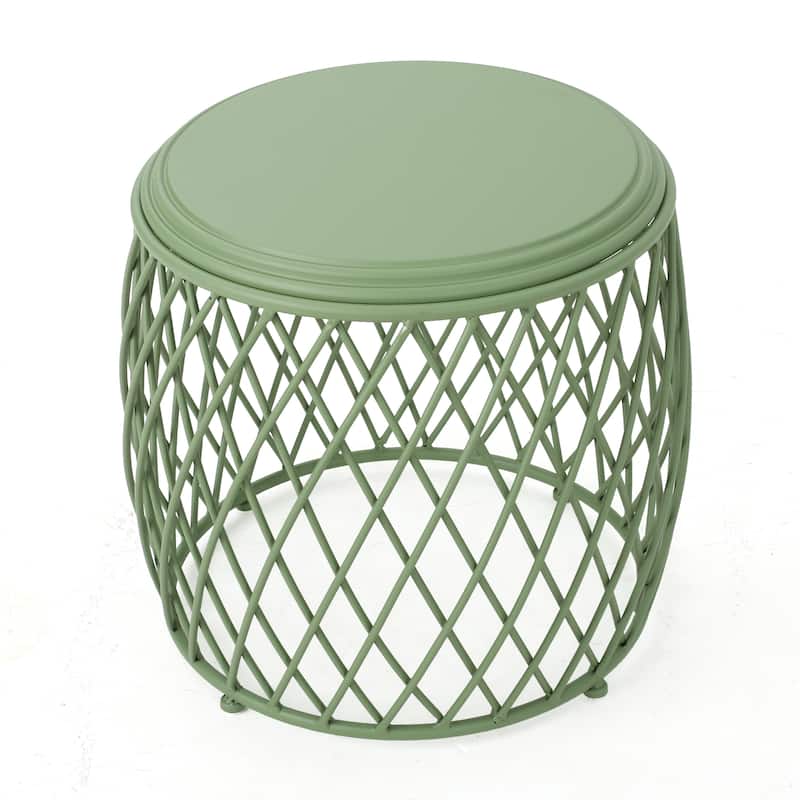 Bryony 19-inch Round Lattice Side Table by Christopher Knight Home - Matte Green