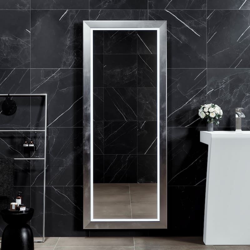 Eviva Sofy 24" x 67" Rectangular Aluminum Framed Mirror - Silver - N/A