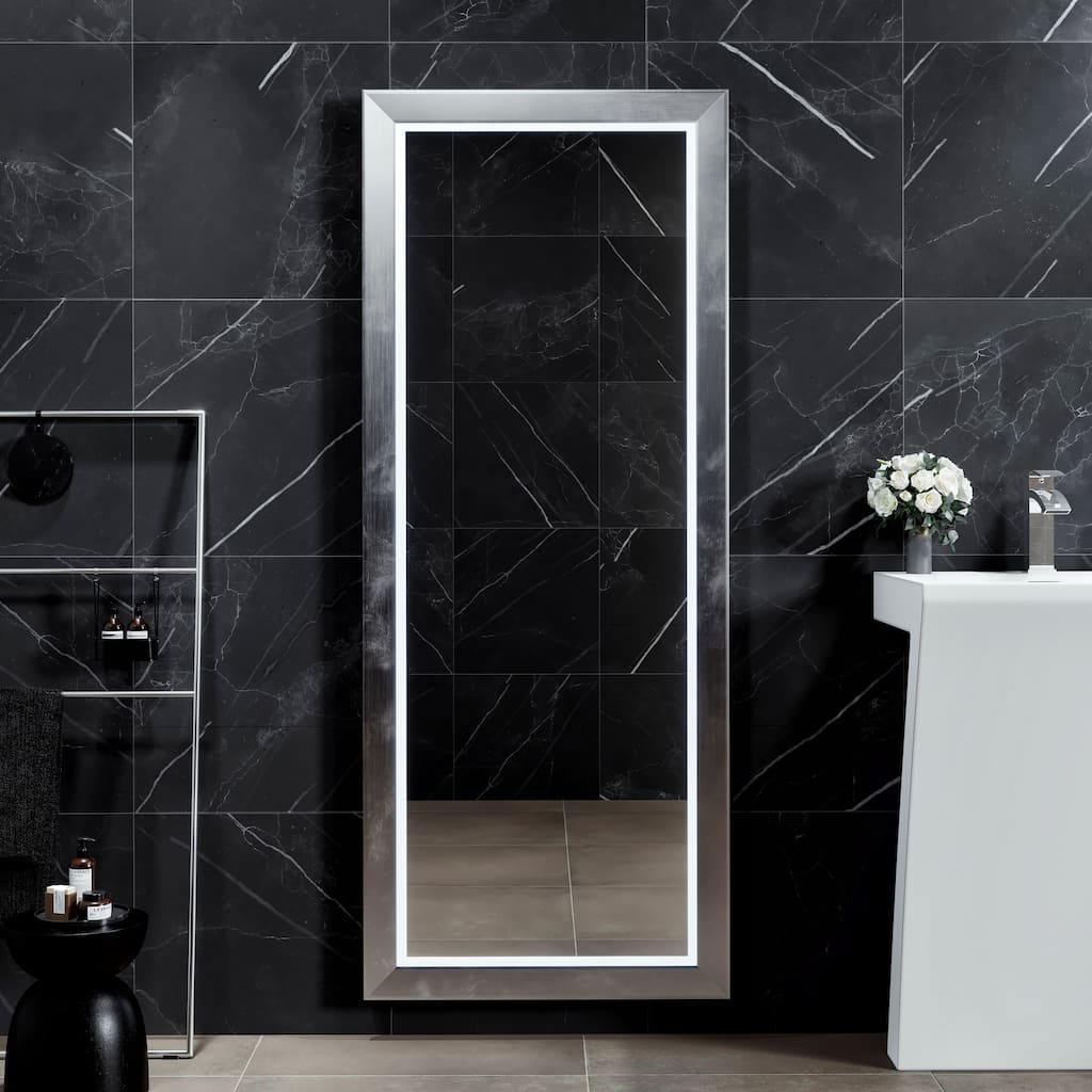Eviva Sofy 24" x 67" Rectangular Aluminum Framed Mirror - Silver - N/A