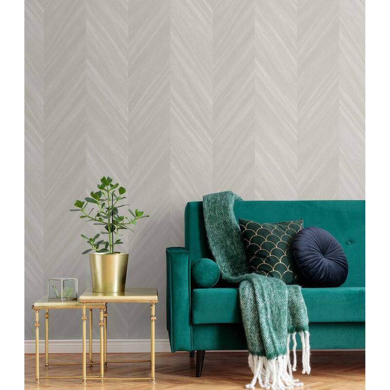 Seabrook Designs Chevron Wood Embossed Vinyl Unpasted Wallpaper
