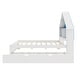 preview thumbnail 5 of 7, White+Blue Full Size Wood House-Shaped Bed with Bookcase Headboard and Led Light and Trundle for Kids Boys Girls