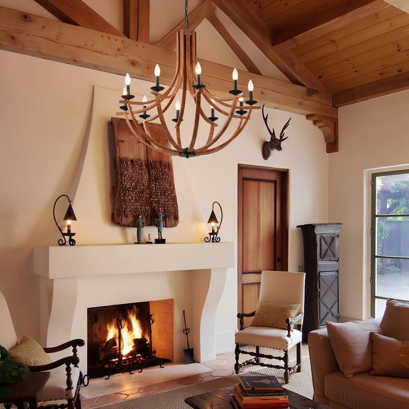 Vintage Industrial Farmhouse Chandelier Adjustable Rustic Lighting for Kitchens & Dining Rooms