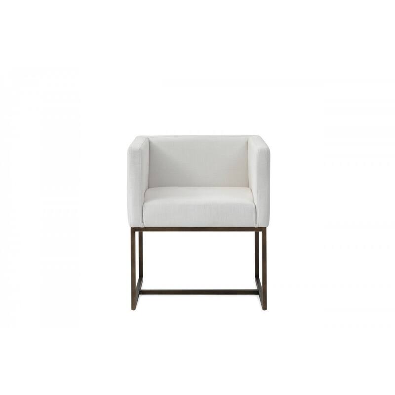 Stylish Off White Upholstered Dining Chair with Brass Leg Support - 22” x 24.80” x 29.10”