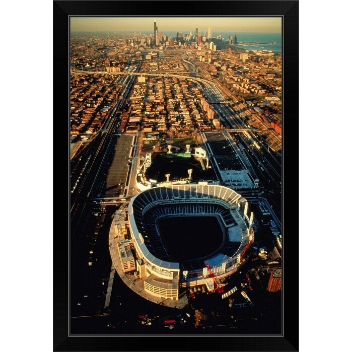 Aerial view of Old Comiskey Park, New Comiskey Park, Chicago, Cook County,  Il Black Framed Print - Bed Bath & Beyond - 30192055
