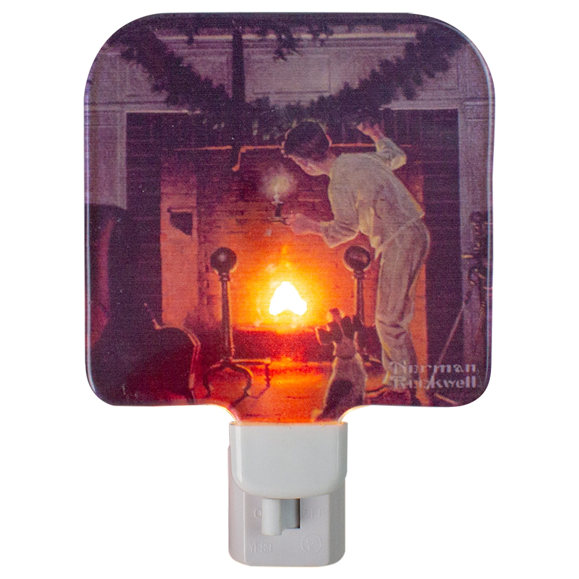 6" Norman Rockwell 'Is He Coming' Glass Christmas Night Light