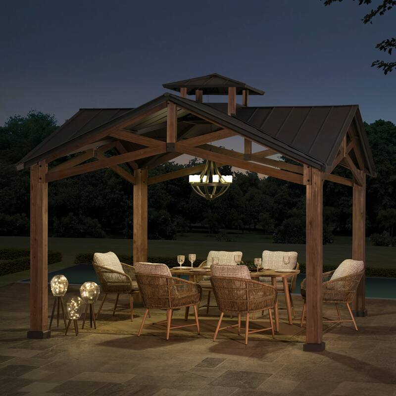 Sunjoy Bella 12.5 ft. x 12.5 ft. Cedar Framed Gazebo