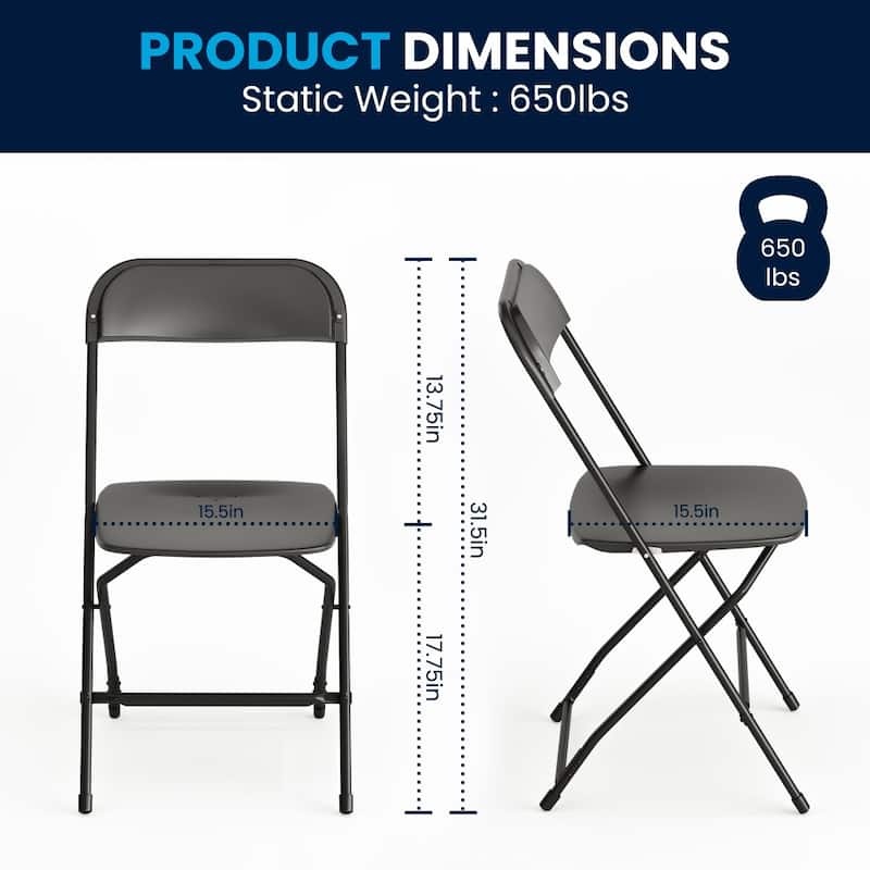 Plastic Folding Chair - 10 Pack 650LB Weight Capacity - Event Chair