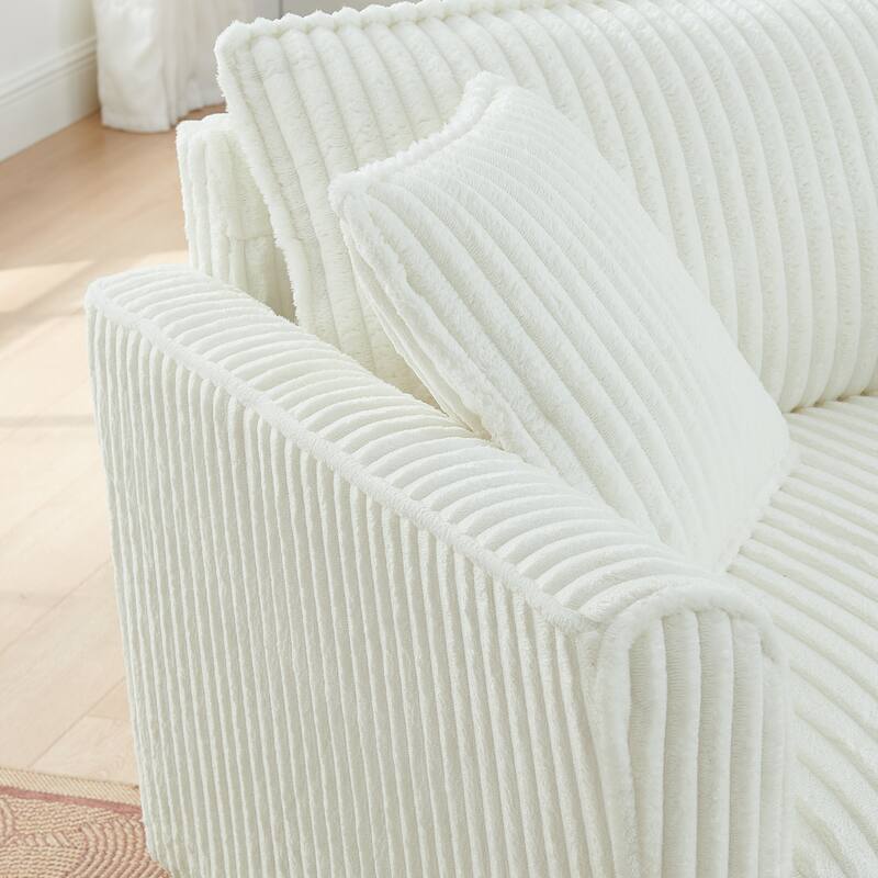 Roomfitters Corduroy Accent Chair with Pillow, Oversized Single Sofa Chair with Armrests and Soft Cushion, Modern Lounge Chair