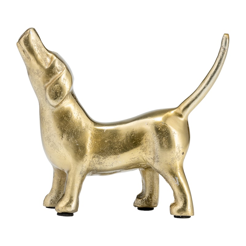 Sagebrook Home 8"L Metal, Decor Howling Dog, Gold, Novelty, 6"H, Solid Color - 8.0" x 3.0" x 6.0"