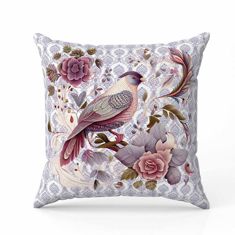 Songbird Rose Radiance Indoor/Outdoor Reversible Throw Pillow Grey and Pink