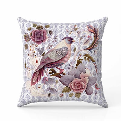 Songbird Rose Radiance Indoor/Outdoor Reversible Throw Pillow Grey and Pink