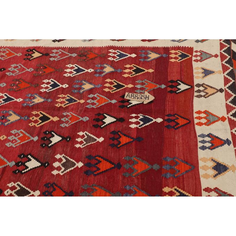 Kilim Qashqai Persian Vintage Rug Reversible Flatweave Wool Carpet - 5'6"x 10'0"
