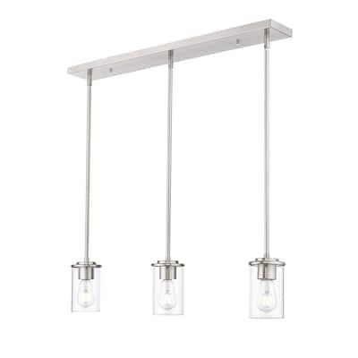 Thayer by Z-Lite 3 Light Pendant in Brushed Nickel with Clear Glass Shade